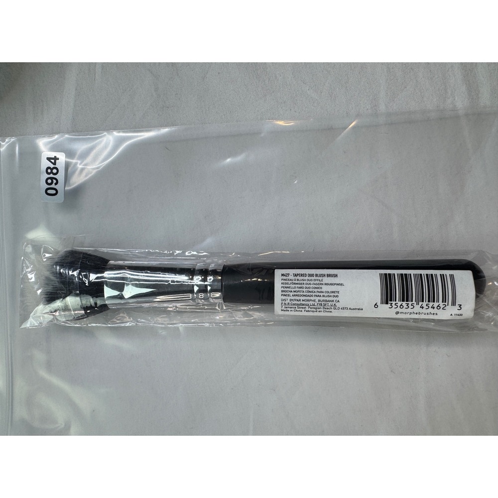 Morphe M427 Tapered Duo Blush Brush Black Silver New
